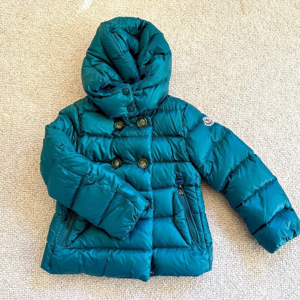 Moncler 4T puffer jacket in dark turquoise green